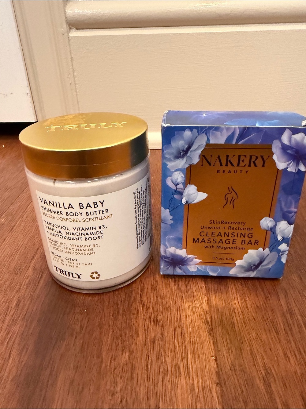 Truly body butter and Nakeru skin recovery cleansing massage bar